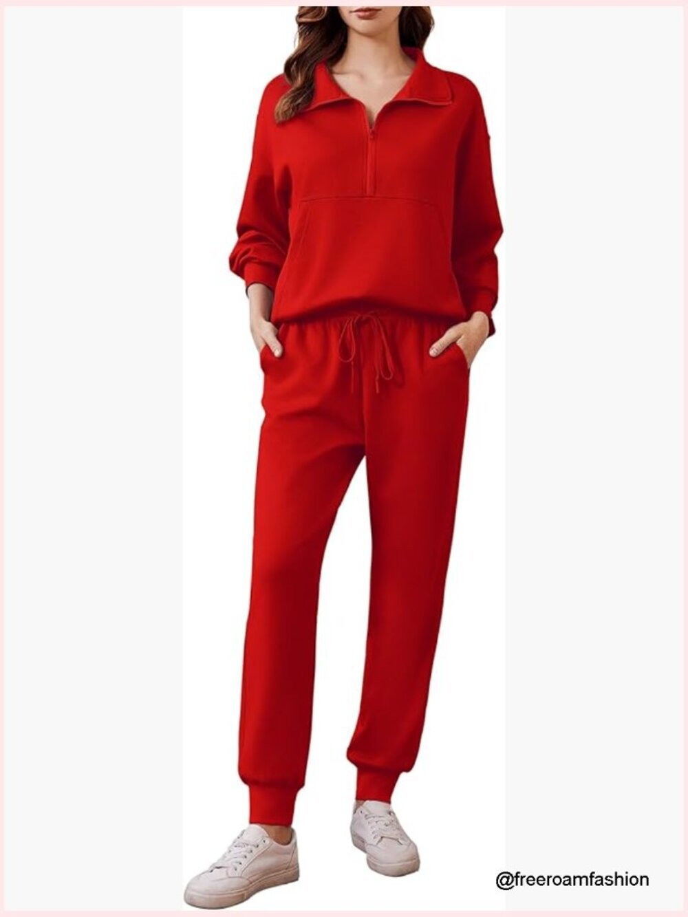 2 Piece Track Suit Jogger Set Half Zip Long Sleeve Travel Lounge Outfit